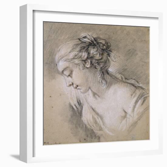Bust of a Girl in Profile to Left-Francois Boucher-Framed Giclee Print