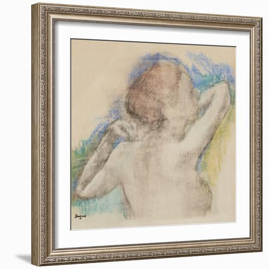 Bust of a Woman, C. 1896-1899 (Pastel Counterproof Heightened with Pastel on Paper)-Edgar Degas-Framed Giclee Print