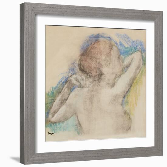 Bust of a Woman, C. 1896-1899 (Pastel Counterproof Heightened with Pastel on Paper)-Edgar Degas-Framed Giclee Print