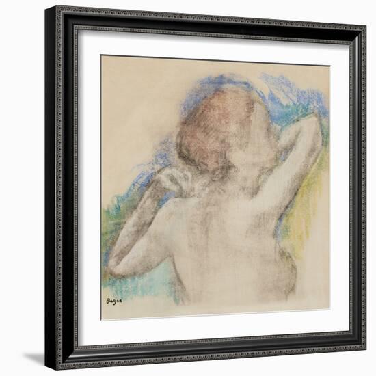 Bust of a Woman, C. 1896-1899 (Pastel Counterproof Heightened with Pastel on Paper)-Edgar Degas-Framed Giclee Print