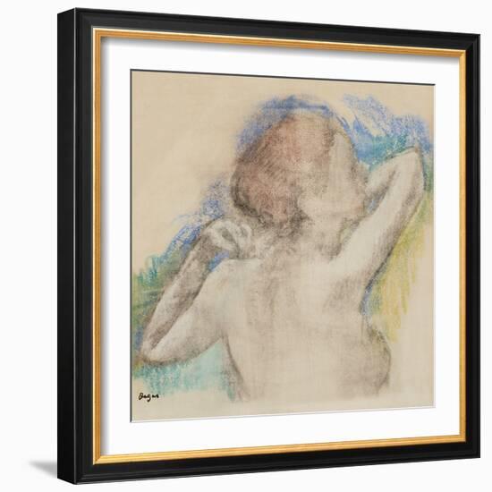 Bust of a Woman, C. 1896-1899 (Pastel Counterproof Heightened with Pastel on Paper)-Edgar Degas-Framed Giclee Print