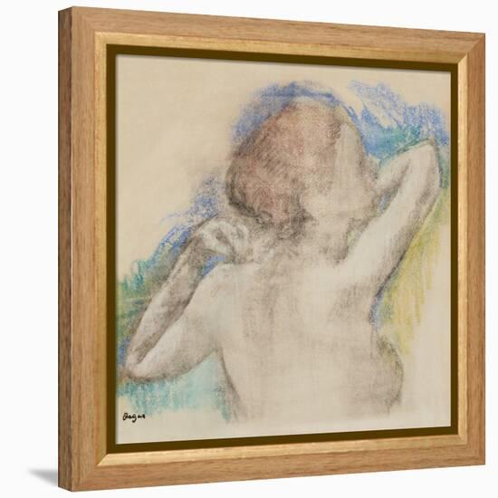 Bust of a Woman, C. 1896-1899 (Pastel Counterproof Heightened with Pastel on Paper)-Edgar Degas-Framed Premier Image Canvas