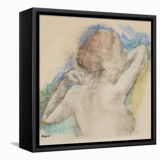 Bust of a Woman, C. 1896-1899 (Pastel Counterproof Heightened with Pastel on Paper)-Edgar Degas-Framed Premier Image Canvas