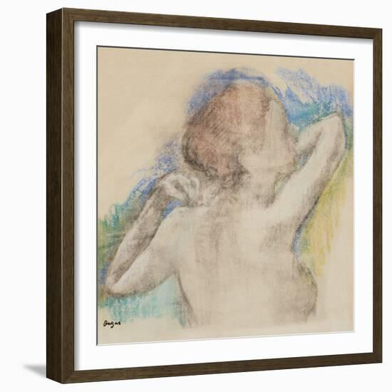 Bust of a Woman, C. 1896-1899 (Pastel Counterproof Heightened with Pastel on Paper)-Edgar Degas-Framed Giclee Print