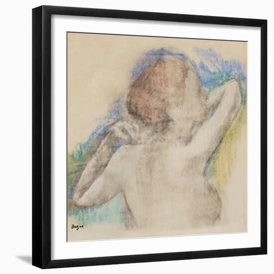 Bust of a Woman, C. 1896-1899 (Pastel Counterproof Heightened with Pastel on Paper)-Edgar Degas-Framed Giclee Print