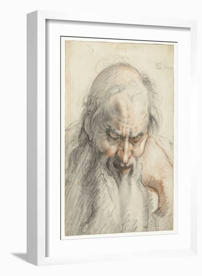 Bust of an Old Man, 1610 (Chalk on Paper)-Hendrik Goltzius-Framed Giclee Print