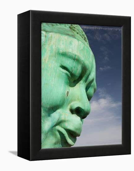 Bust of Jazz Great Charlie Yardbird Parker, Historic Jazz District, Kansas City, Missouri, USA-Walter Bibikow-Framed Premier Image Canvas