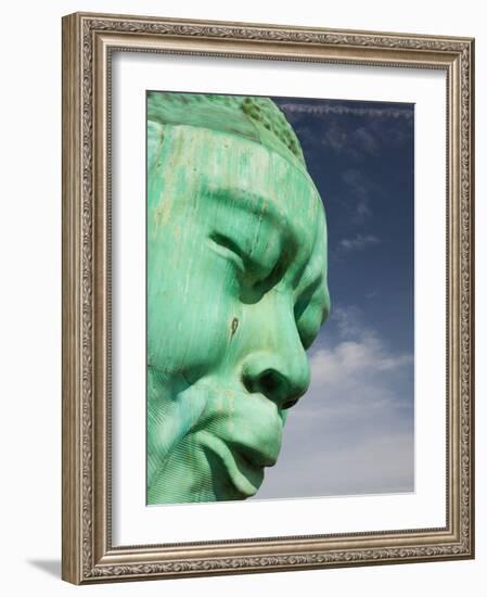 Bust of Jazz Great Charlie Yardbird Parker, Historic Jazz District, Kansas City, Missouri, USA-Walter Bibikow-Framed Photographic Print