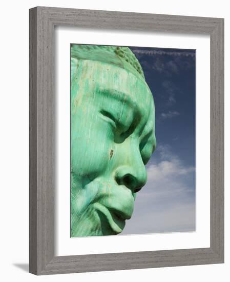 Bust of Jazz Great Charlie Yardbird Parker, Historic Jazz District, Kansas City, Missouri, USA-Walter Bibikow-Framed Photographic Print