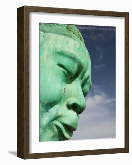 Bust of Jazz Great Charlie Yardbird Parker, Historic Jazz District, Kansas City, Missouri, USA-Walter Bibikow-Framed Photographic Print