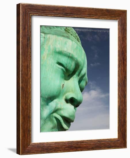 Bust of Jazz Great Charlie Yardbird Parker, Historic Jazz District, Kansas City, Missouri, USA-Walter Bibikow-Framed Photographic Print