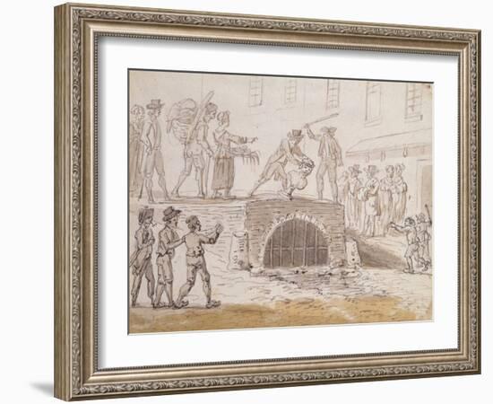 Bust of Marat Thrown in a Sewer, 5Th February 1795 (W/C on Paper)-French School-Framed Giclee Print