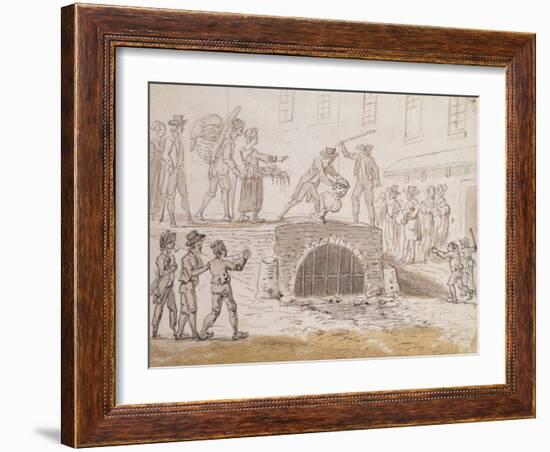 Bust of Marat Thrown in a Sewer, 5Th February 1795 (W/C on Paper)-French School-Framed Giclee Print