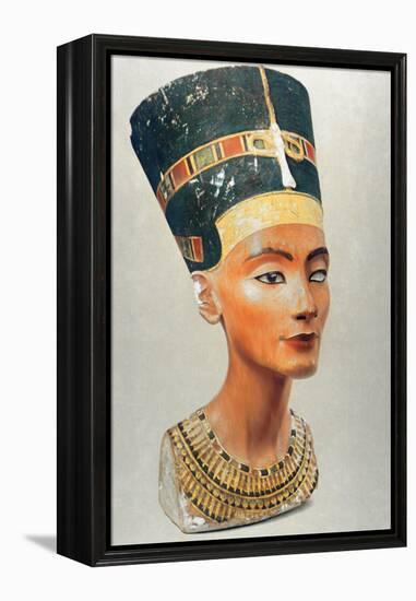 Bust of Nefertiti, Queen and Wife of the Ancient Egyptian Pharaoh Akhenaten (Amenhotep I)-null-Framed Premier Image Canvas