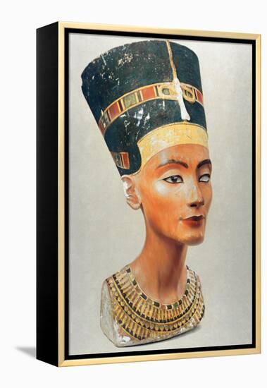 Bust of Nefertiti, Queen and Wife of the Ancient Egyptian Pharaoh Akhenaten (Amenhotep I)-null-Framed Premier Image Canvas