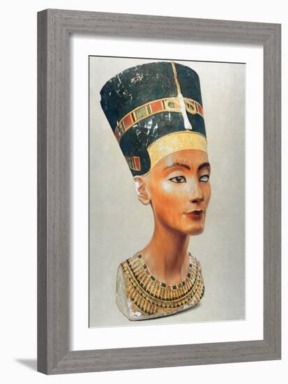 Bust of Nefertiti, Queen and Wife of the Ancient Egyptian Pharaoh Akhenaten (Amenhotep I)-null-Framed Photographic Print