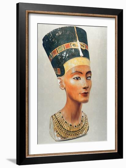 Bust of Nefertiti, Queen and Wife of the Ancient Egyptian Pharaoh Akhenaten (Amenhotep I)-null-Framed Photographic Print