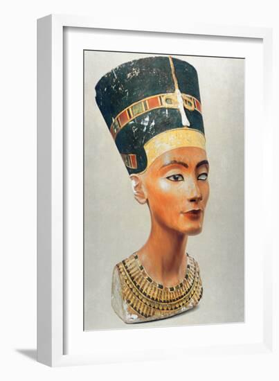 Bust of Nefertiti, Queen and Wife of the Ancient Egyptian Pharaoh Akhenaten (Amenhotep I)-null-Framed Photographic Print