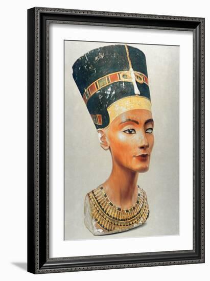 Bust of Nefertiti, Queen and Wife of the Ancient Egyptian Pharaoh Akhenaten (Amenhotep I)-null-Framed Photographic Print