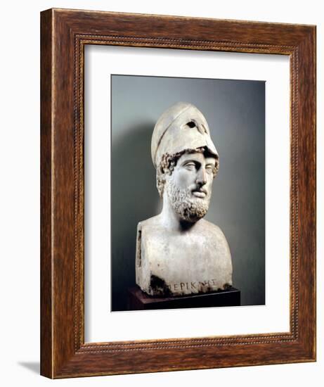Bust of Pericles (D.429 BC) Roman, Copy of a Greek Original, circa 430 BC (Marble Sculpture)-null-Framed Giclee Print