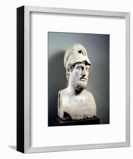 Bust of Pericles (D.429 BC) Roman, Copy of a Greek Original, circa 430 BC (Marble Sculpture)-null-Framed Premium Giclee Print