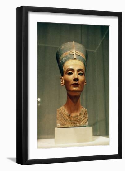 Bust of Queen Nefertiti, Front View, from the Studio of the Sculptor Thutmose at Tell El-Amarna-Egyptian 18th Dynasty-Framed Giclee Print