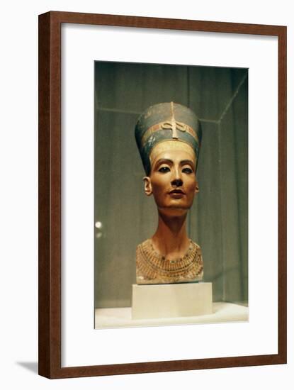 Bust of Queen Nefertiti, Front View, from the Studio of the Sculptor Thutmose at Tell El-Amarna-Egyptian 18th Dynasty-Framed Giclee Print