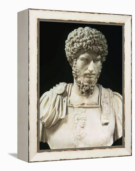 Bust of the Roman Emperor Lucius Verus (Lucius Aelius Aurelius Commodus), d. 169 AD-null-Framed Premier Image Canvas