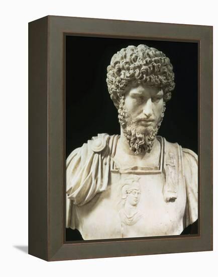 Bust of the Roman Emperor Lucius Verus (Lucius Aelius Aurelius Commodus), d. 169 AD-null-Framed Premier Image Canvas