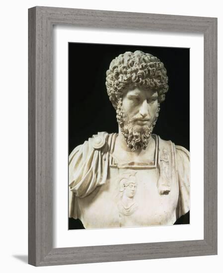 Bust of the Roman Emperor Lucius Verus (Lucius Aelius Aurelius Commodus), d. 169 AD-null-Framed Photographic Print