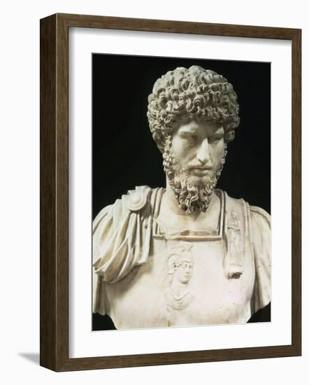 Bust of the Roman Emperor Lucius Verus (Lucius Aelius Aurelius Commodus), d. 169 AD-null-Framed Photographic Print