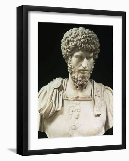 Bust of the Roman Emperor Lucius Verus (Lucius Aelius Aurelius Commodus), d. 169 AD-null-Framed Photographic Print