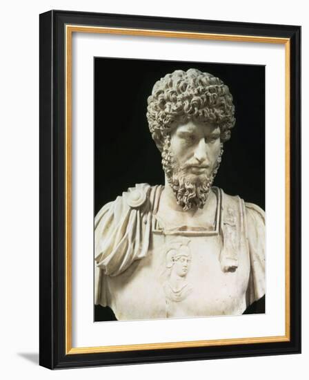 Bust of the Roman Emperor Lucius Verus (Lucius Aelius Aurelius Commodus), d. 169 AD-null-Framed Photographic Print