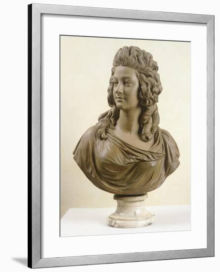 Bust of Young Woman, by Augustin Pajou-null-Framed Giclee Print