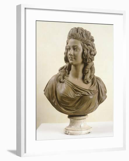 Bust of Young Woman, by Augustin Pajou-null-Framed Giclee Print