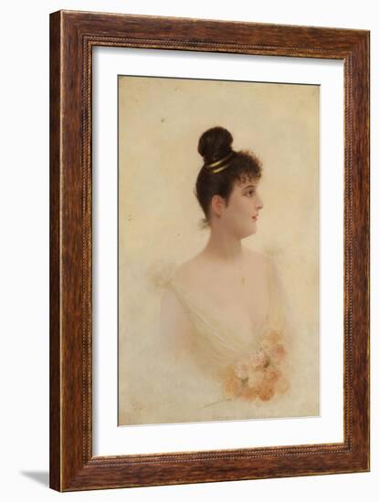 Bust Portrait of a Girl-Georges Croegaert-Framed Giclee Print