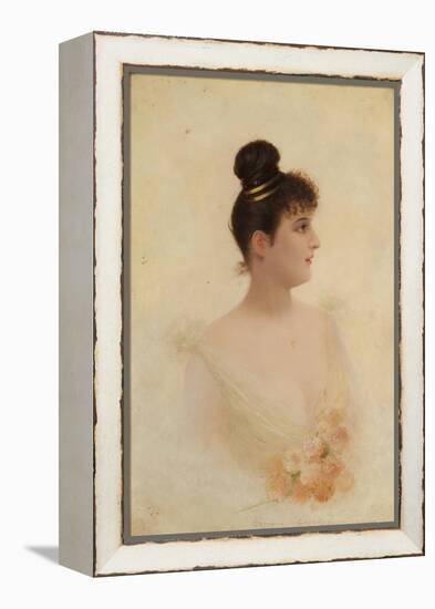 Bust Portrait of a Girl-Georges Croegaert-Framed Premier Image Canvas