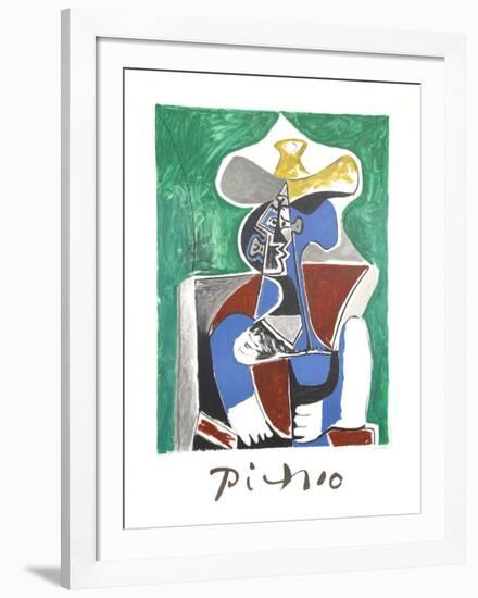 Buste au Chapeau Jaune et Gris-Pablo Picasso-Framed Collectable Print