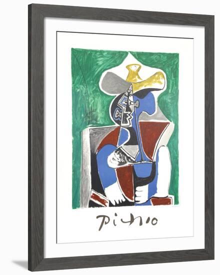 Buste au Chapeau Jaune et Gris-Pablo Picasso-Framed Collectable Print