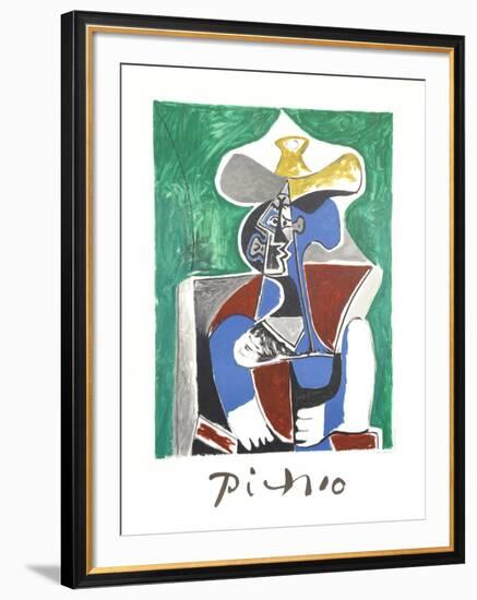 Buste au Chapeau Jaune et Gris-Pablo Picasso-Framed Collectable Print