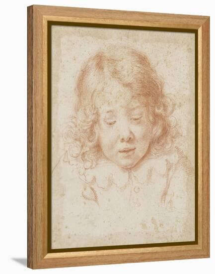 Buste d'enfant vu de face regardant en bas-Carlo Dolci-Framed Premier Image Canvas