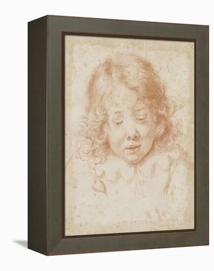 Buste d'enfant vu de face regardant en bas-Carlo Dolci-Framed Premier Image Canvas