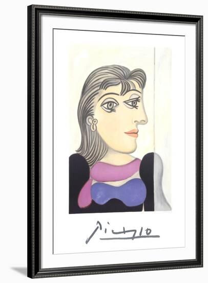 Buste de Femme au Foulard Mauve-Pablo Picasso-Framed Collectable Print