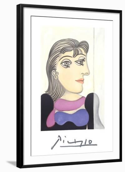 Buste de Femme au Foulard Mauve-Pablo Picasso-Framed Collectable Print