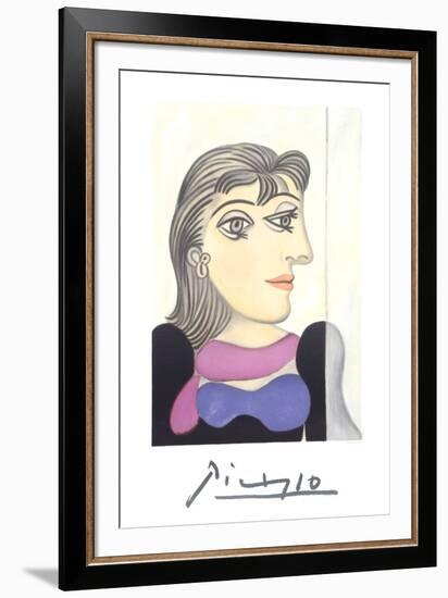 Buste de Femme au Foulard Mauve-Pablo Picasso-Framed Collectable Print