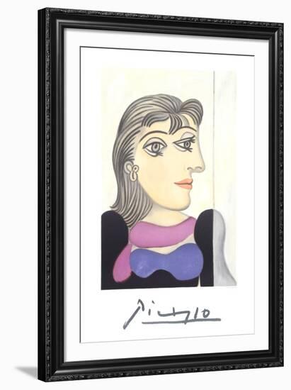 Buste de Femme au Foulard Mauve-Pablo Picasso-Framed Collectable Print