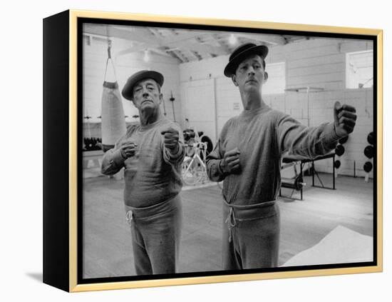 Buster Keaton and Donald O'Connor Holding Up 'Dukes', Practicing for Movie Based on Keaton's Life-Allan Grant-Framed Premier Image Canvas