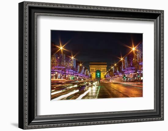 Bustling Paris at Night-null-Framed Art Print