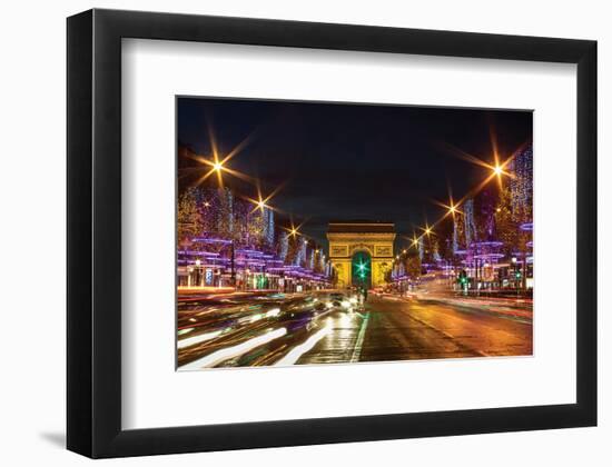 Bustling Paris at Night-null-Framed Art Print