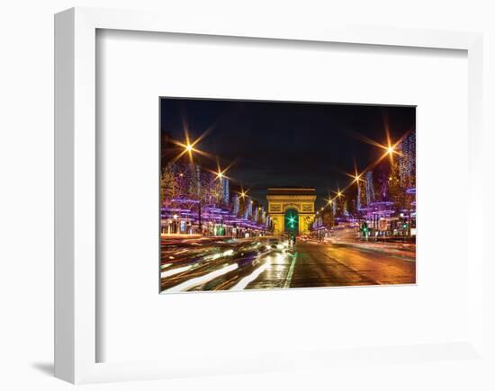 Bustling Paris at Night-null-Framed Art Print